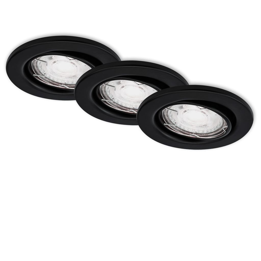 Set de 3 pièces Spots Encastrables Ø 8,6 cm GU10 5W 460lm noir
